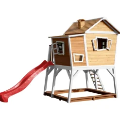 Cabane Max de Axi en bois brun/blanc et toboggan