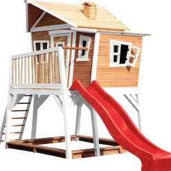 Cabane Max de Axi en bois brun/blanc et toboggan