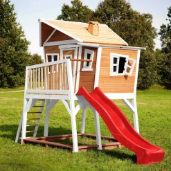 Cabane Max de Axi en bois brun/blanc et toboggan