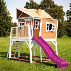 Cabane Max de Axi en bois brun/blanc et toboggan