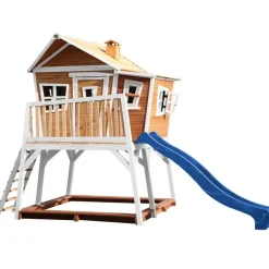 Cabane Max de Axi en bois brun/blanc et toboggan