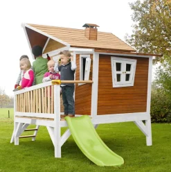 Emma cabane asymétrique en bois sur pilotis avec toboggan 118 cm vert citron Axi