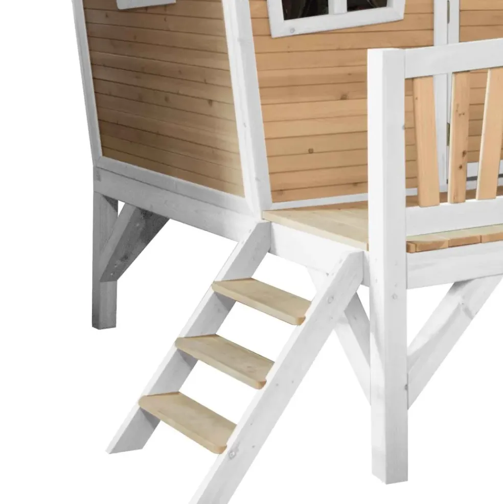 Emma cabane asymétrique en bois sur pilotis avec toboggan 118 cm vert citron Axi
