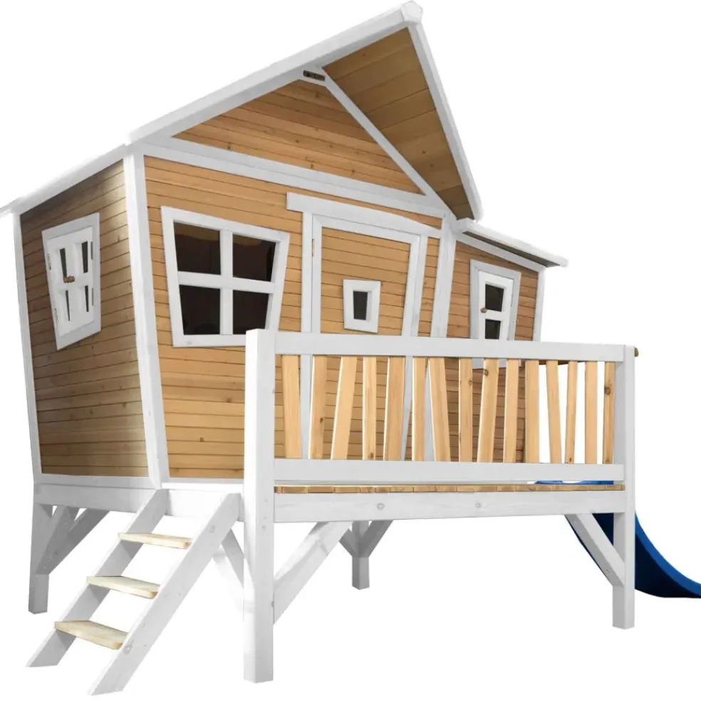 Emma cabane asymétrique en bois sur pilotis avec toboggan 118 cm vert citron Axi