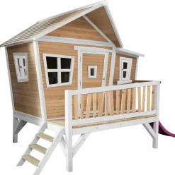 Emma cabane asymétrique en bois sur pilotis avec toboggan 118 cm vert citron Axi