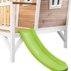 Emma cabane asymétrique en bois sur pilotis avec toboggan 118 cm vert citron Axi
