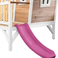 Emma cabane asymétrique en bois sur pilotis avec toboggan 118 cm vert citron Axi