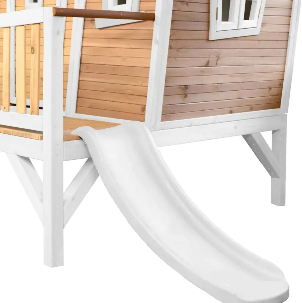 Emma cabane asymétrique en bois sur pilotis avec toboggan 118 cm vert citron Axi