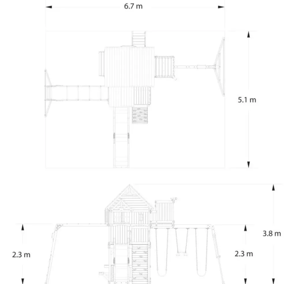 Grande aire de jeux en cèdre Playset Skyfort II Backyard pour 9 enfants