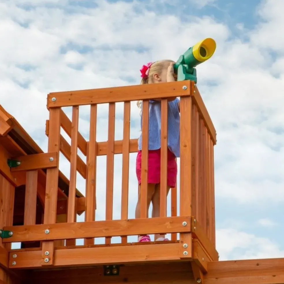 Grande aire de jeux en cèdre Playset Skyfort II Backyard pour 9 enfants