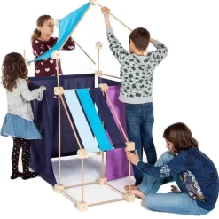 Jeu de construction géant en bois Trigonos Family  Boîte carton Fabriqué en Espagne - 79 pces bleu