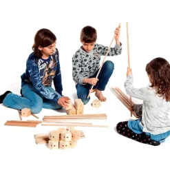 Jeu de construction géant en bois Trigonos Family Boîte carton Fabriqué en Espagne - 79 pces bleu