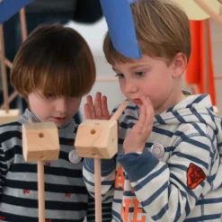 Jeu de construction géant en bois Trigonos Family Boîte carton Fabriqué en Espagne - 79 pces bleu