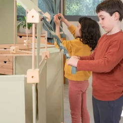 Jeu de construction géant en bois et tissu vert bio fabriqué en Espagne Max Trigonos