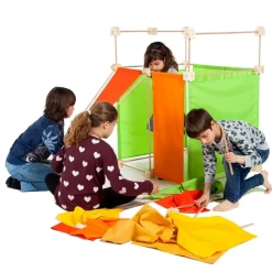 Jeu de construction géant en bois Trigonos Max Boite carton Fabriqué en Espagne - 150 pces orange