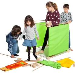 Jeu de construction géant en bois Trigonos Max Boite carton Fabriqué en Espagne - 150 pces orange