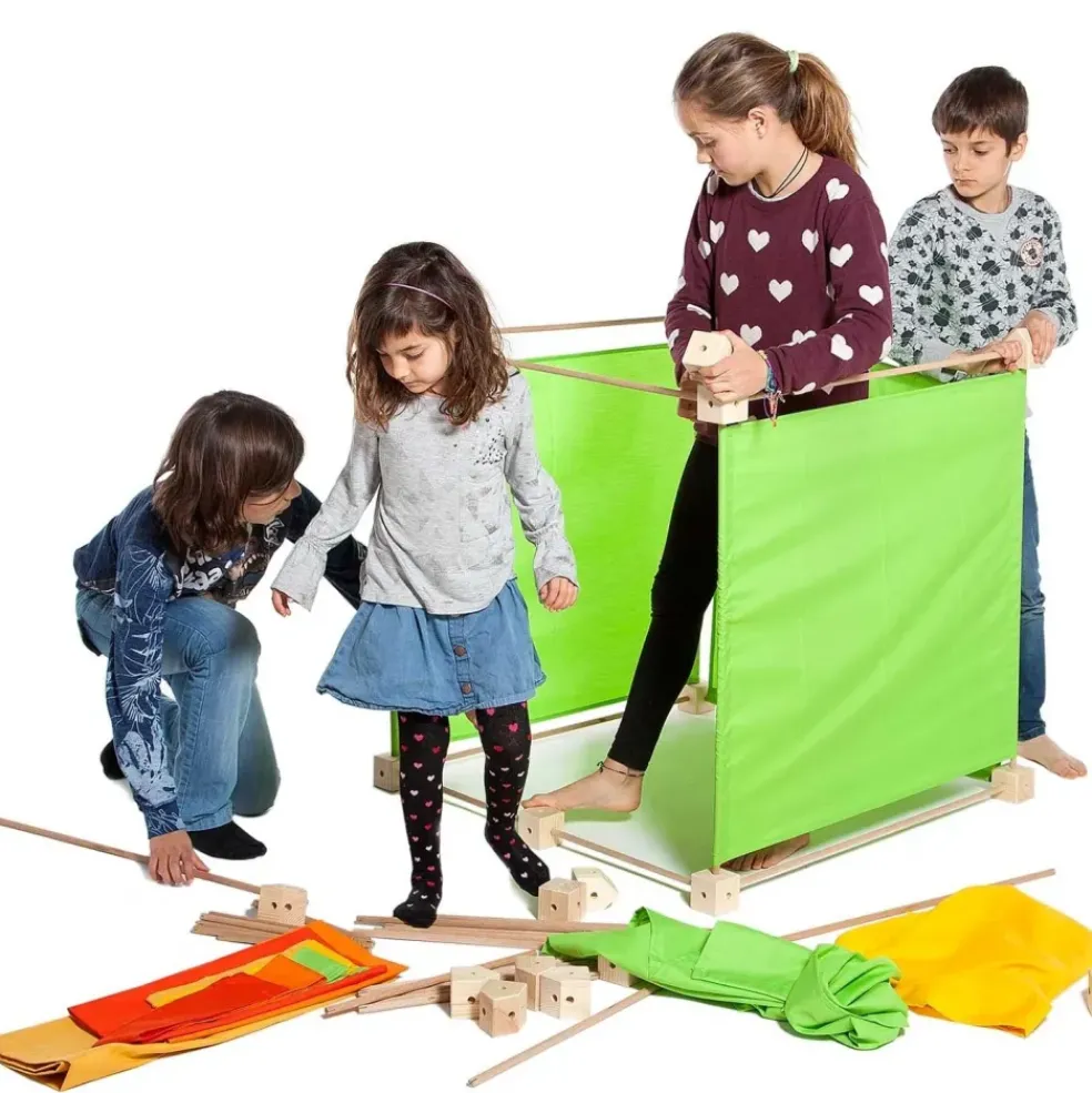 Jeu de construction géant en bois Trigonos Family Boîte carton Fabriqué en Espagne - 79 pces orange