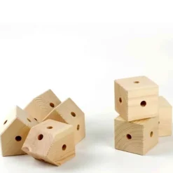 Jeu de construction géant en bois et tissu bleu bio fabriqué en Espagne Kernel Trigonos