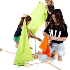 Jeu de construction géant en bois Trigonos Kernel Fabriqué en Espagne - 44 pces orange