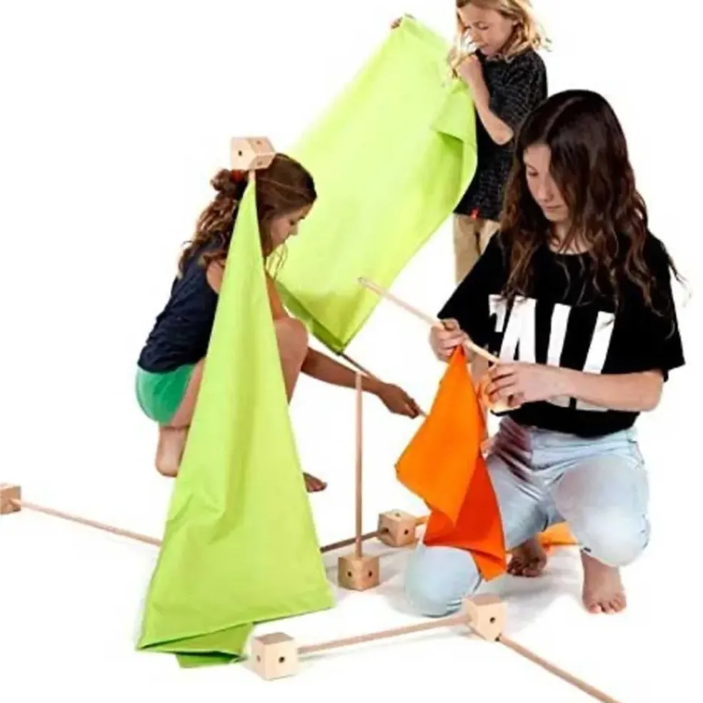 Jeu de construction géant en bois Trigonos Kernel Fabriqué en Espagne - 44 pces orange