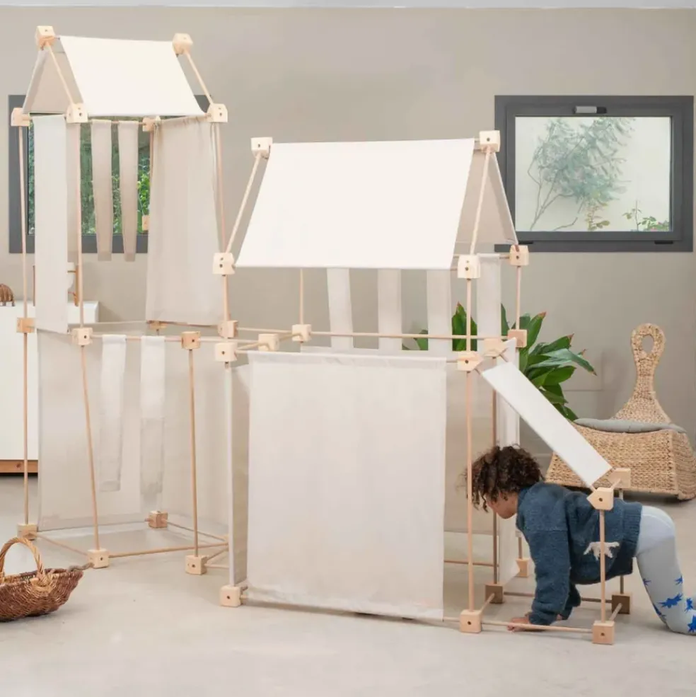 Jeu de construction géant en bois et tissu naturel bio fabriqué en Espagne Max Trigonos