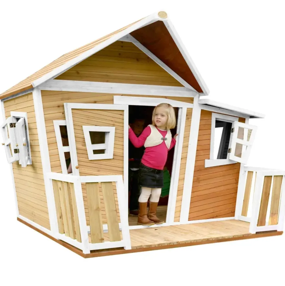 Lisa Maisonnette asymétrique en bois brun/blanc pour enfants Axi