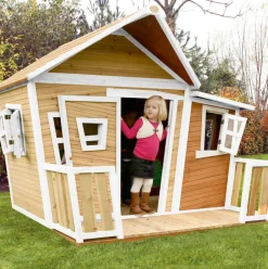 Lisa Maisonnette asymétrique en bois brun/blanc pour enfants Axi