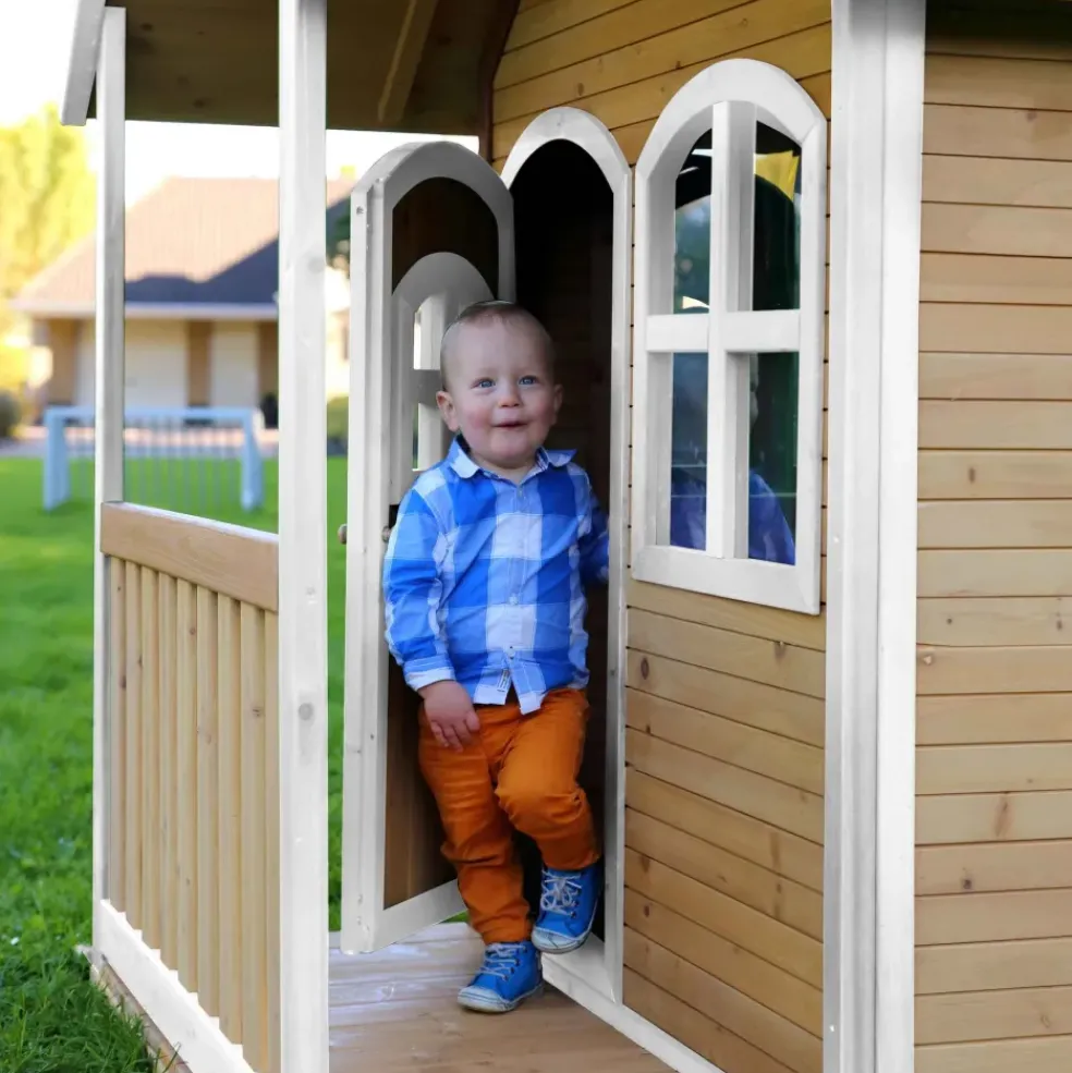 Maisonnette Alex en bois brun/blanc Axi