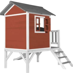 Maisonnette blanche sur pilotis Lodge XL avec toboggan blanc Axi