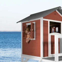 Maisonnette blanche sur pilotis Lodge XL avec toboggan blanc Axi