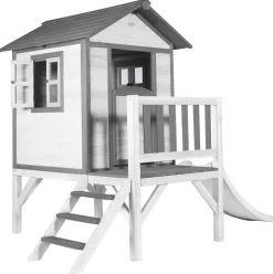 Maisonnette blanche sur pilotis Lodge XL avec toboggan blanc Axi