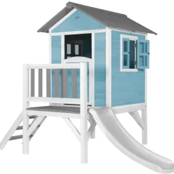 Maisonnette blanche sur pilotis Lodge XL avec toboggan blanc Axi