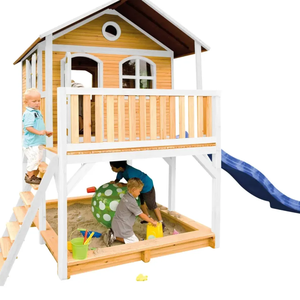 Maisonnette en bois brun/ blanc sur pilotis Marc d'Axi