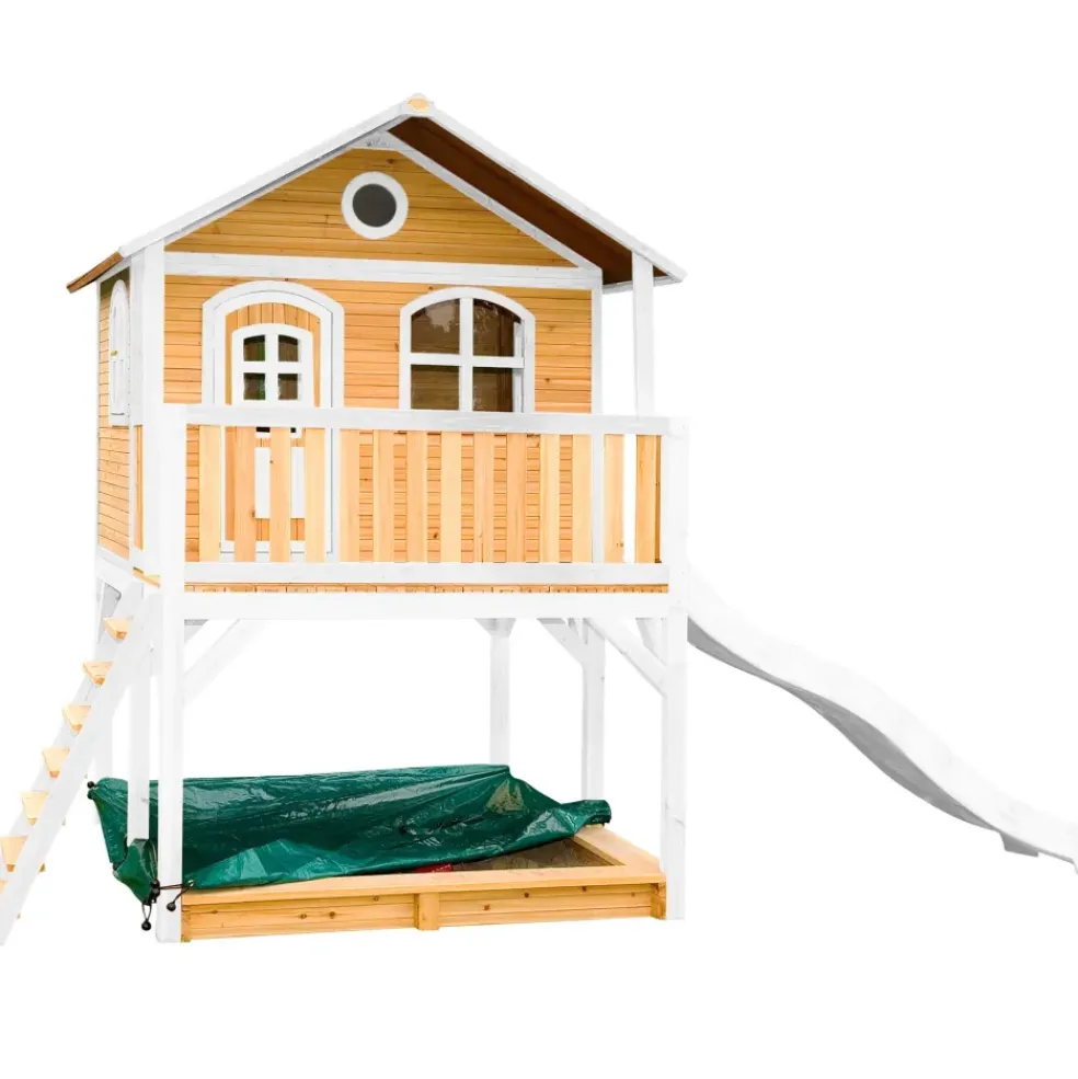 Maisonnette en bois brun/ blanc sur pilotis Marc d'Axi