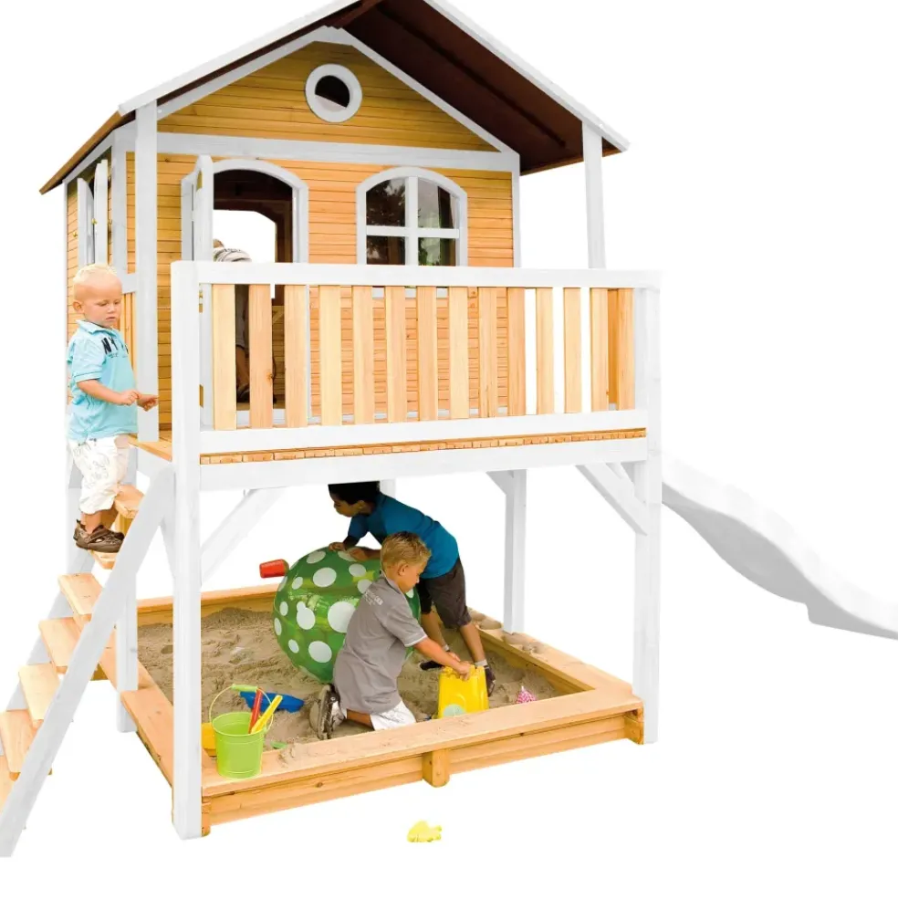 Maisonnette en bois brun/ blanc sur pilotis Marc d'Axi