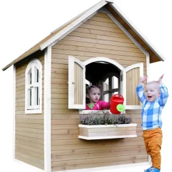 Maisonnette Julia en bois brun/blanc Axi