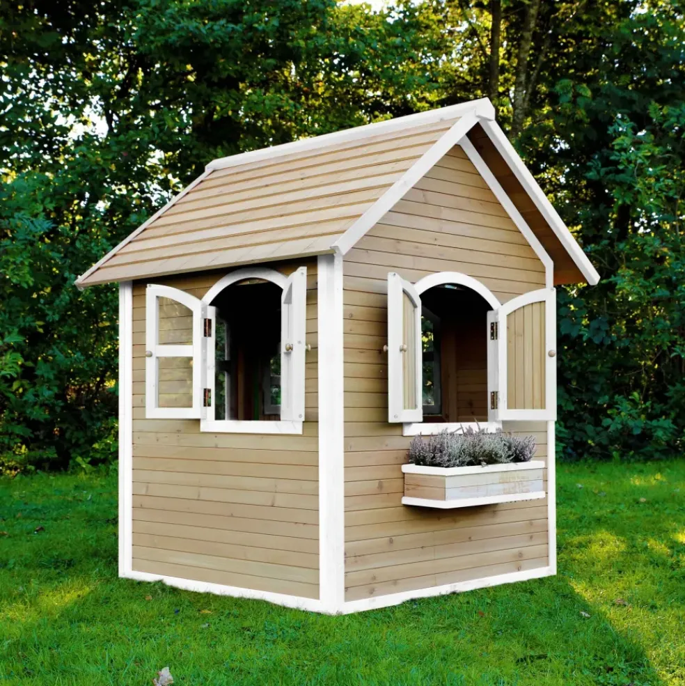 Maisonnette Julia en bois brun/blanc Axi