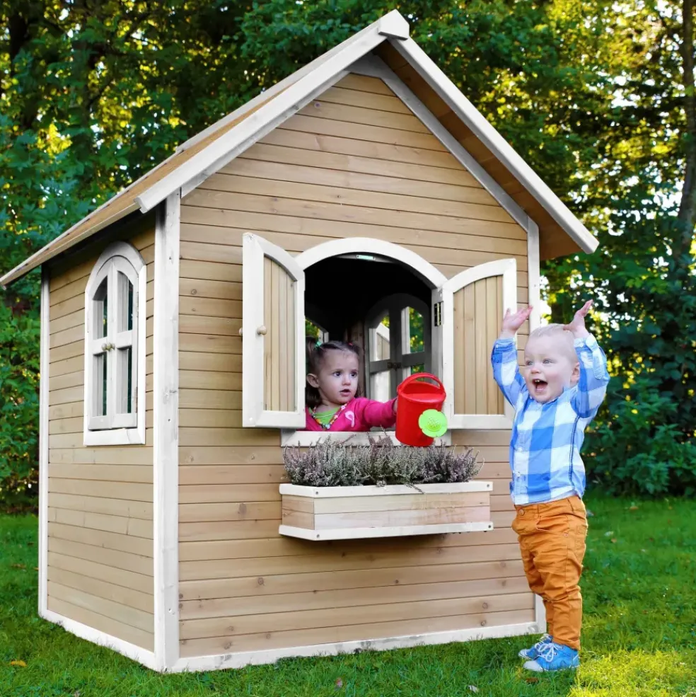 Maisonnette Julia en bois brun/blanc Axi