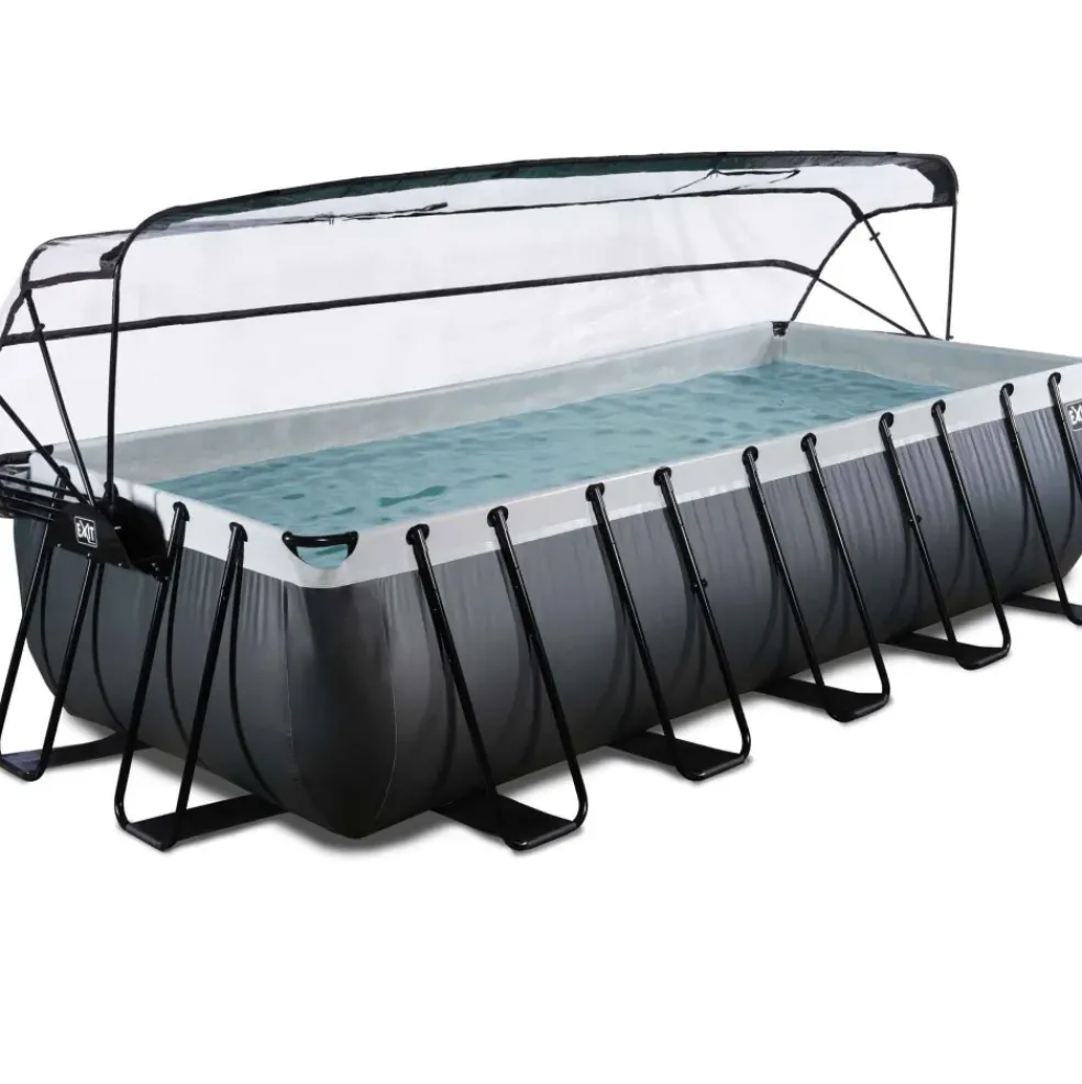 Piscine grise 540x250x122 cm avec dôme et pompe filtrante sable EXIT