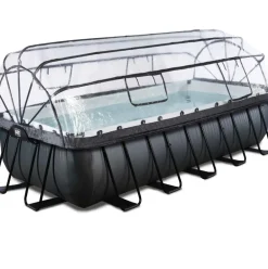 Piscine grise 540x250x122 cm avec dôme et pompe filtrante sable EXIT