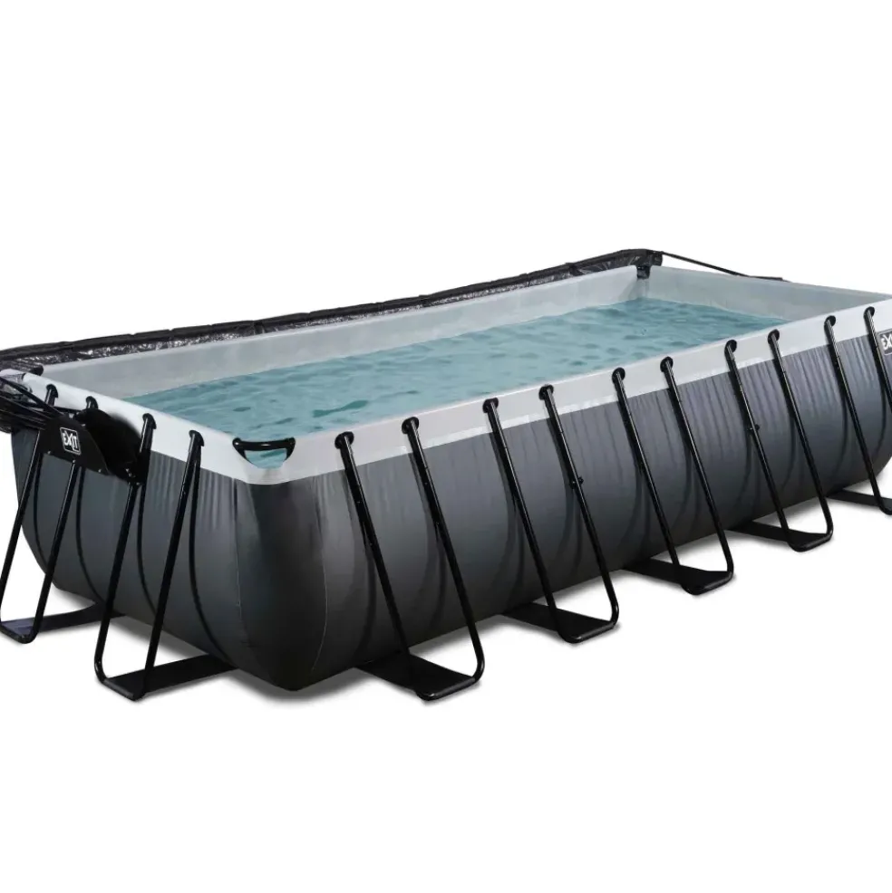 Piscine grise 540x250x122 cm avec dôme et pompe filtrante sable EXIT