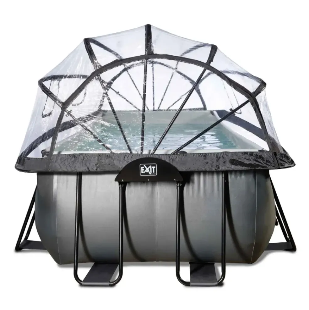 Piscine grise 540x250x122 cm avec dôme et pompe filtrante sable EXIT