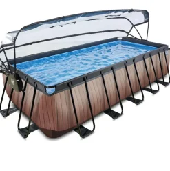 Piscine grise 540x250x122 cm avec dôme et pompe filtrante sable EXIT