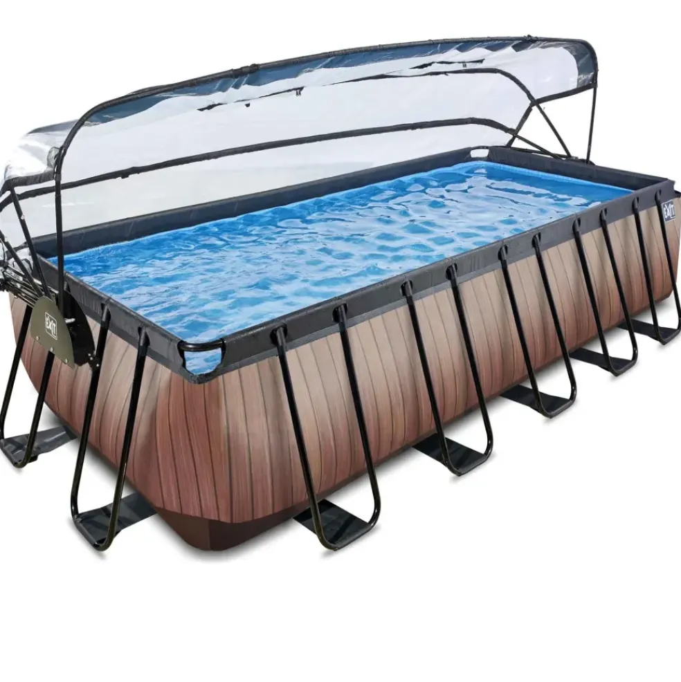 Piscine grise 540x250x122 cm avec dôme et pompe filtrante sable EXIT
