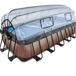 Piscine grise 540x250x122 cm avec dôme et pompe filtrante sable EXIT
