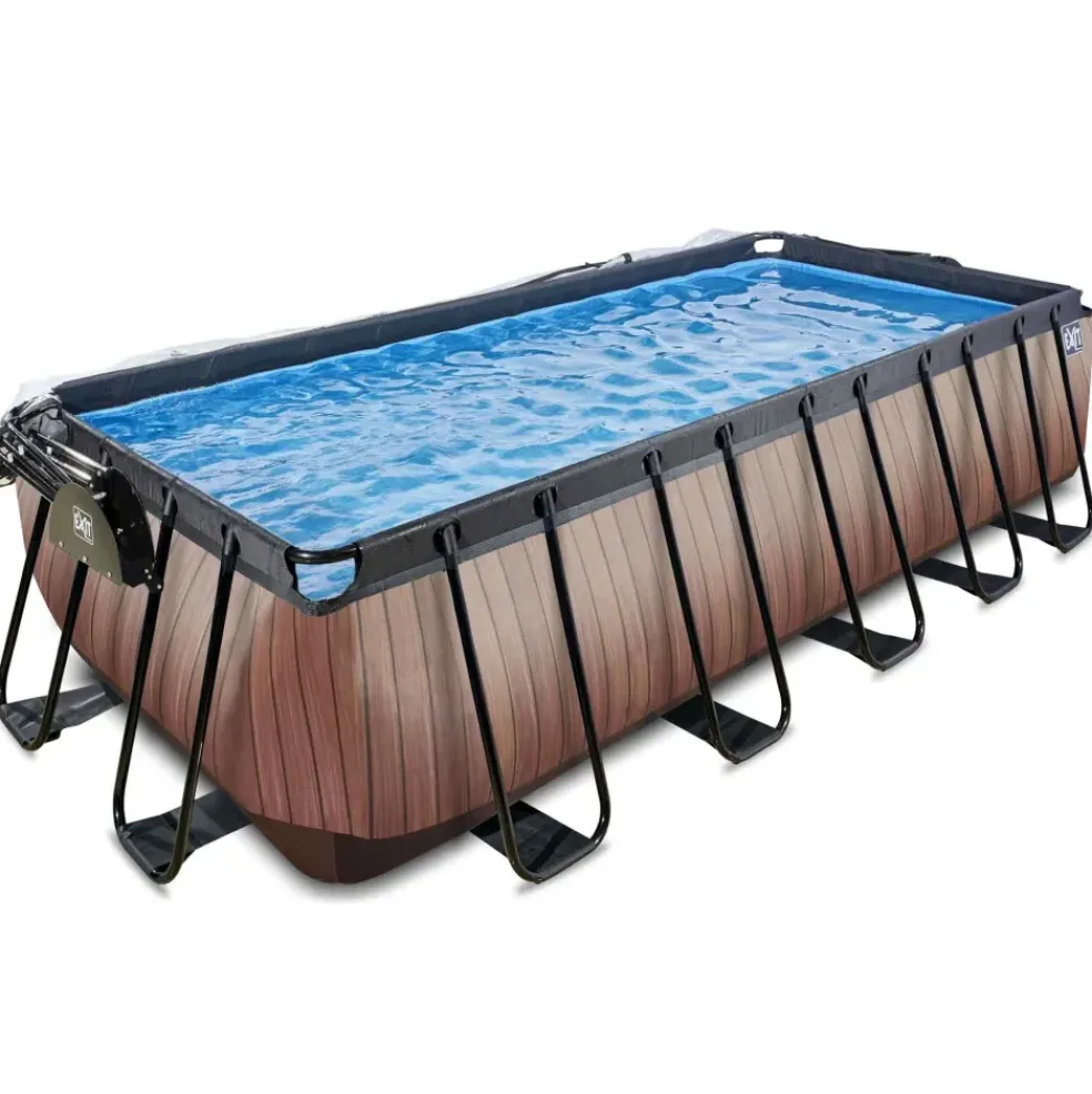 Piscine grise 540x250x122 cm avec dôme et pompe filtrante sable EXIT