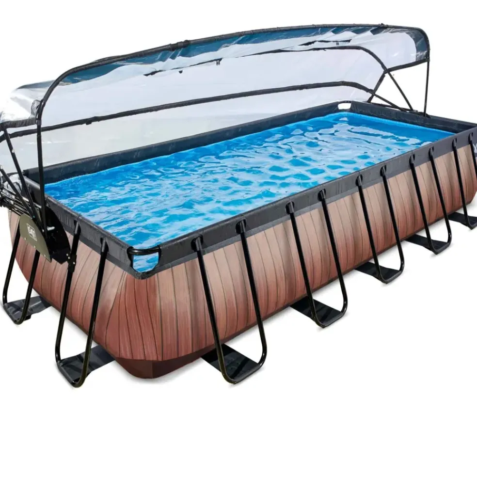 Piscine grise 540x250x100 cm avec dôme et pompe filtrante sable EXIT