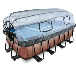 Piscine grise 400x200x122 cm avec dôme et pompe filtrante sable EXIT