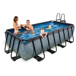 Piscine hors sol grise 400 x 200 x 100 cm avec pompe filtrante EXIT