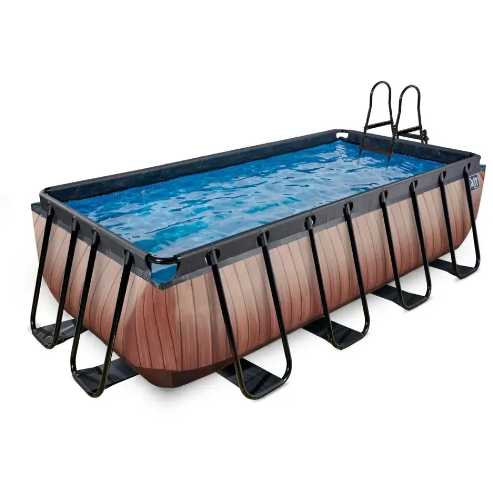 Piscine hors sol grise 400 x 200 x 100 cm avec pompe filtrante EXIT